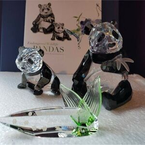 Swarovski crystal Pandas W/ original box and COA NEW